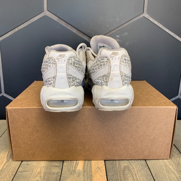 ~Used W/O Box! Men's Nike Air Max 95 White Just Do It Chunky Sneakers Size 6.5 - Picture 4 of 6